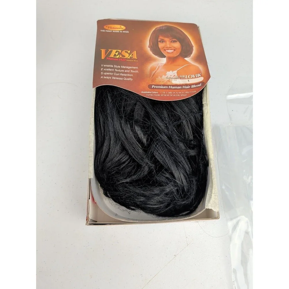 Vanessa VESA Premium Human Hair Blend Full Wig Show Color #1 Black Medium Length